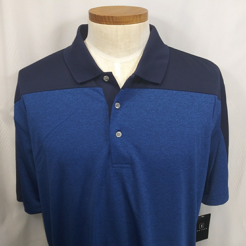 PGA Golf Tour S/S 2 Tone Blue Polo Shirt